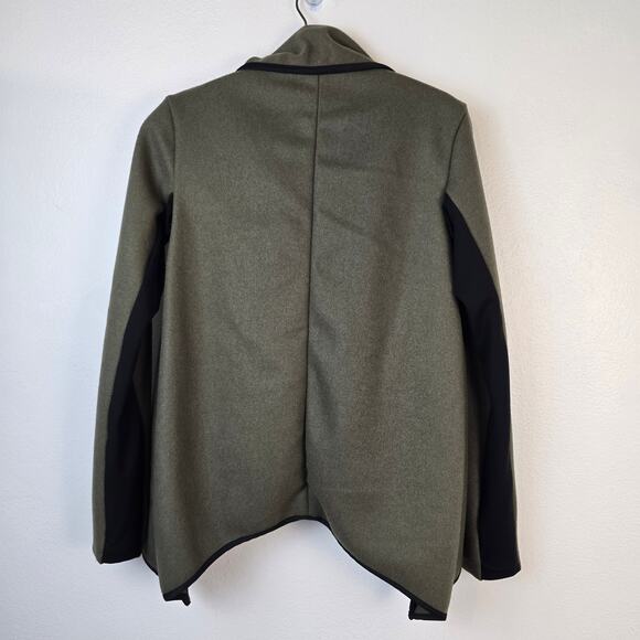 Natalia Romano Jacket Women's XS Olive Green Black Trim Asymmetrical Hem Career - Picture 3 of 12